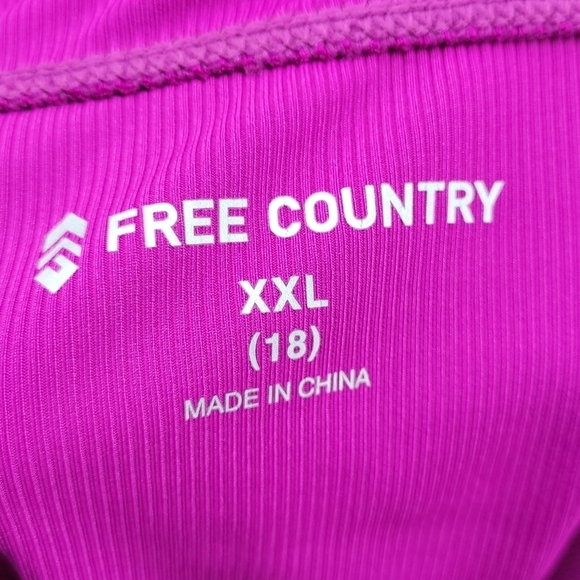 Free Country Women's Magenta Plus Size Track Stripe Tankini Size xxl - Picture 11 of 14